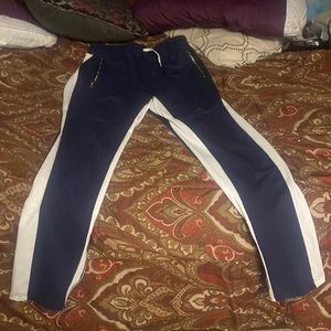 Mens athletic pants; sz XXL navy blue/ wht